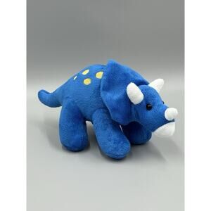 Prextex Royal Blue Triceratops Dinosaur Plush 9.5” Stuffed Prehistoric Animal